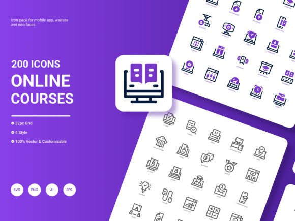 Enhance Your Designs with the Online Courses Icon Pack