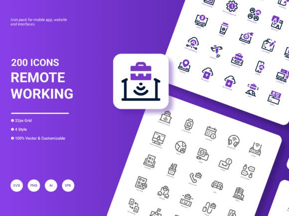Explore the Versatile Remote Working Icon Pack for Your Design Needs