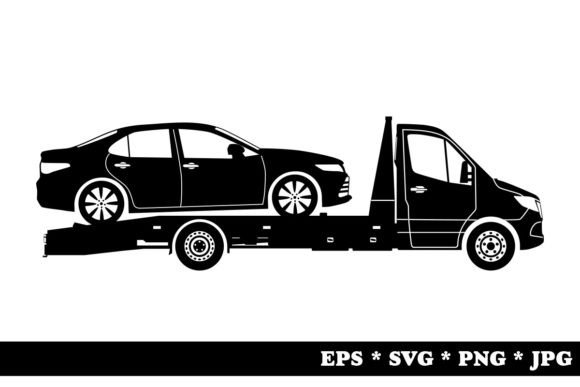 Flatbed Tow Truck Silhouette: A Versatile Vector Asset for Your Projects