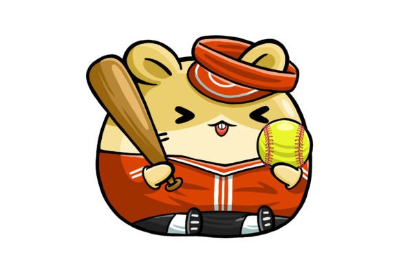 Unlock Creative Potential with Cute Hamster Softball Player Cartoon